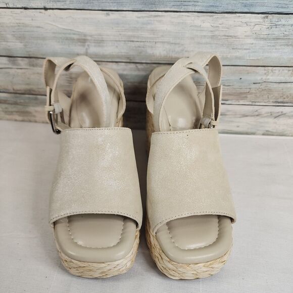 Marc Fisher Ltd Woman's Heels Nelly Size 9 Chamois Sparkle Wedge Heels - Picture 6 of 16